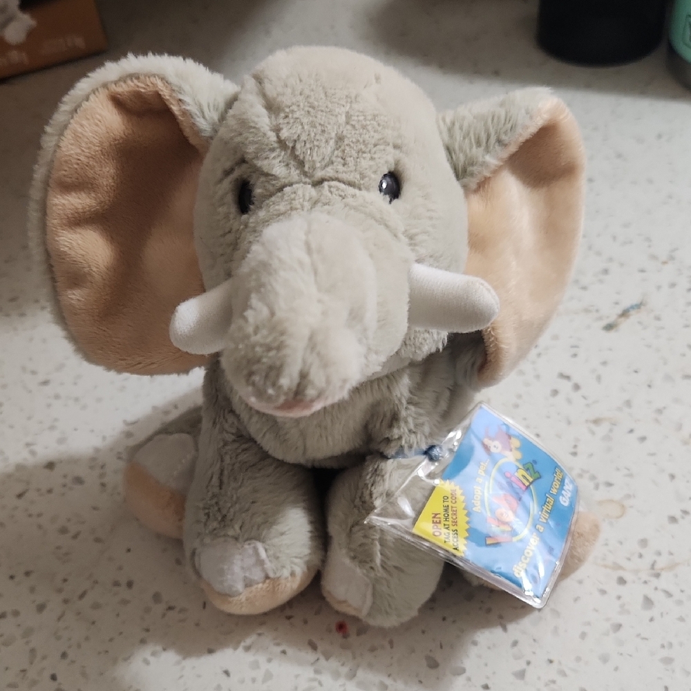 Webkinz GANZ Plush Elephant in Gray and Beige With Tag